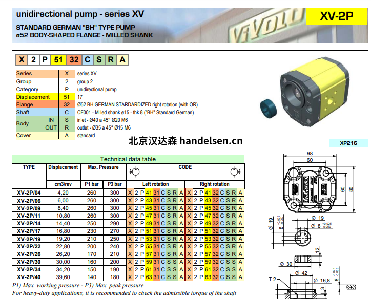 Vivoil ø52單向液壓泵選型 Vivoil ø52單向液壓泵選型